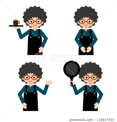 設定一個戴眼鏡做飯的男人的插圖 110637593