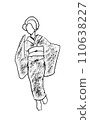 Dancing kimono woman hand-drawn style 110638227