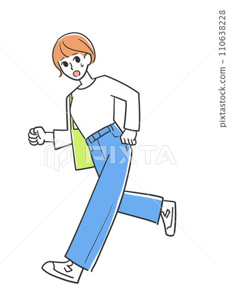 A woman who seems to be late A woman who seems to be late 110638228