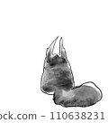 Back view of Japanese squirrel with winter coat, hand-drawn style 110638231