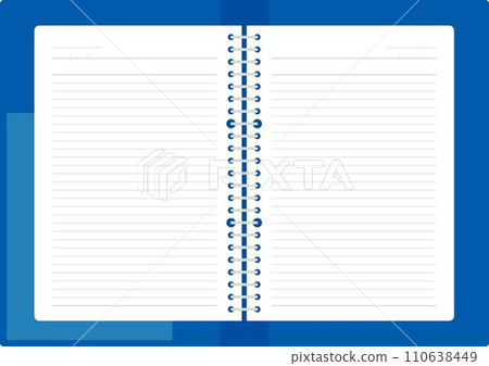Illustration of loose leaf notebook with blue binder and borders Illustration of loose leaf notebook with blue binder and borders 110638449