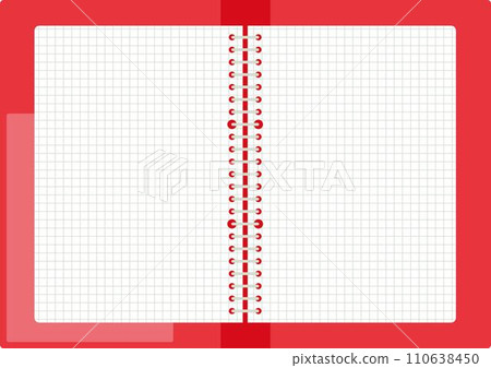 帶有紅色活頁夾和方格紙的活頁筆記本插圖 110638450