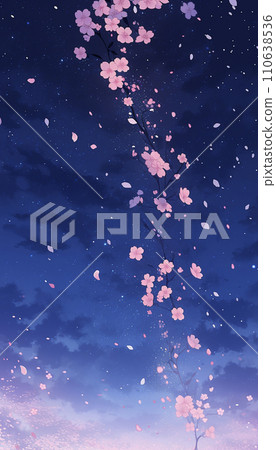 夜空中櫻花舞動AI影像 夜空中櫻花舞動AI影像 110638536