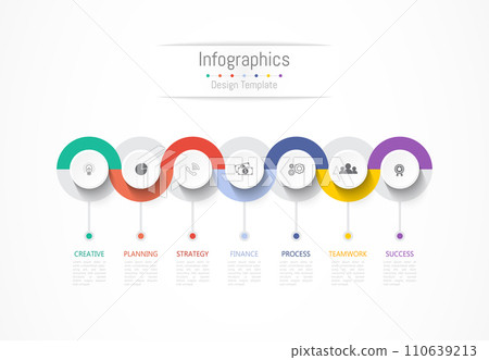 Infographic 7 options design elements for your business data. Vector Illustration. 110639213