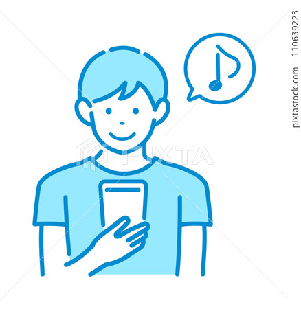Vector illustration of a young man holding a smartphone/smartphone in his hand Vector illustration of a young man holding a smartphone/smartphone in his hand 110639223