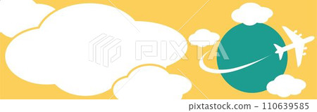 橫幅飛機旅行雲框架語音氣泡複製空間背景簡單插圖材料 110639585