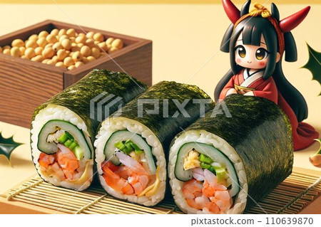 節分、惠保卷、二月、撒豆 110639870
