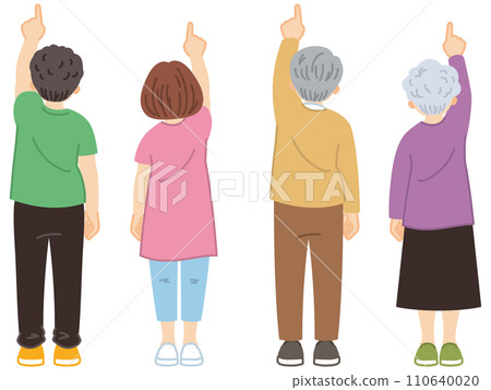 Illustration material of the back view of a person pointing Illustration material of the back view of a person pointing 110640020