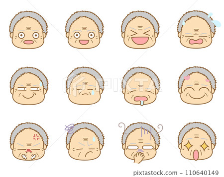 具有各種表情的圖示圖示爺爺 5 110640149