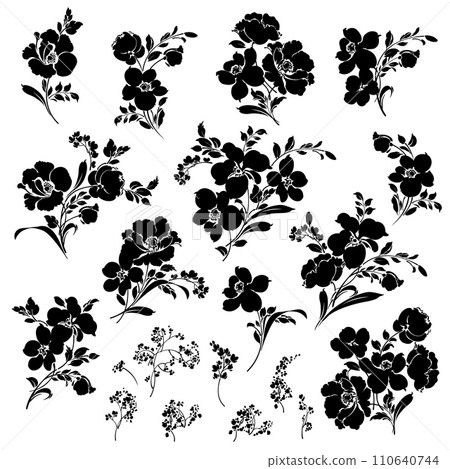 描繪可愛花朵的花卉素材合集, 描繪可愛花朵的花卉素材合集, 110640744