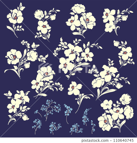 描繪可愛花朵的花卉素材合集， 110640745