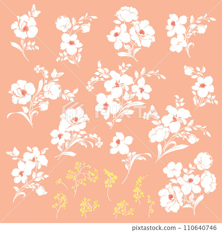描繪可愛花朵的花卉素材合集, 描繪可愛花朵的花卉素材合集, 110640746