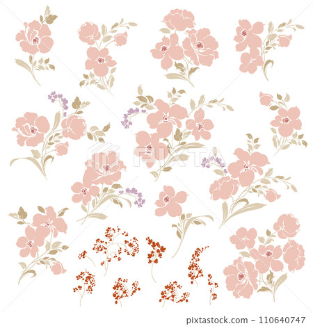 描繪可愛花朵的花卉素材合集， 110640747