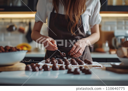 Woman making chocolate AI generated image AI image Woman making chocolate AI generated image AI image 110640775