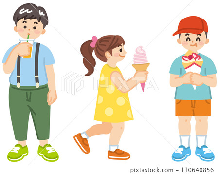 孩子吃甜食插畫素材 110640856