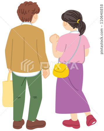 友善的年輕男女的背影插畫素材 110640858