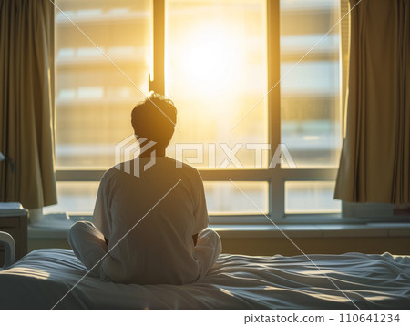 一名男子看著病房窗外(人工智慧生成) 一名男子看著病房窗外(人工智慧生成) 110641234