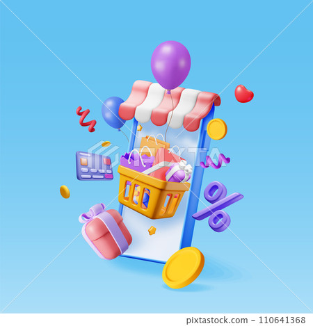 3D Online Shopping Concept. 110641368