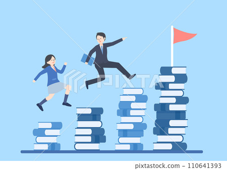 老師和女學生一起爬樓梯走向目標 110641393