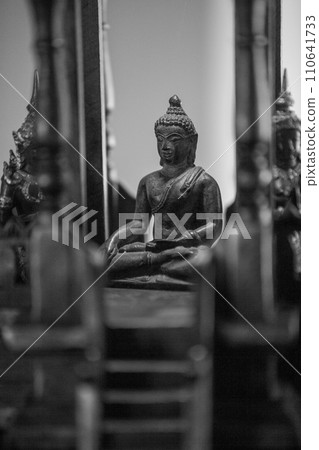 Meditative Buddha Statue in Monochrome 110641733