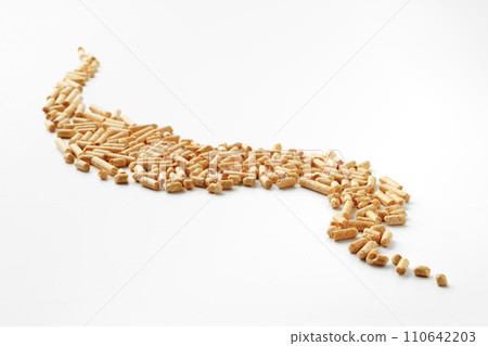 Wood pellets biofuel isolated on white background Wood pellets biofuel isolated on white background 110642203