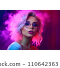 woman with purple hair and wig 110642363