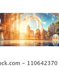 futuristic city concept with glass windows 110642370