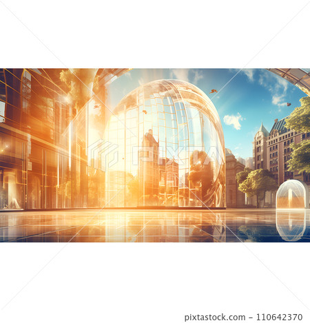 futuristic city concept with glass windows 110642370