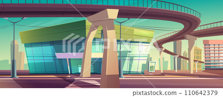 Modern city building and flyover road 110642379