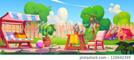 Backyard garden with furniture Backyard garden with furniture 110642395