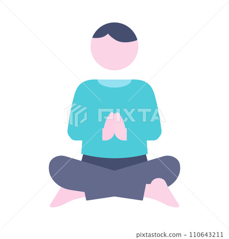 A man meditating cross-legged A man meditating cross-legged 110643211