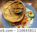 Homemade Indian Style Egg Rolls With Salad on top as filling closeup view 110643811