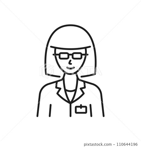 Pharmacist line icon, pharmacy chemist or apothecary doctor, outline vector. Medical and pharmaceutical specialist of drug store or hospital clinic, thin line pictogram of pharmacy medical worker 110644196