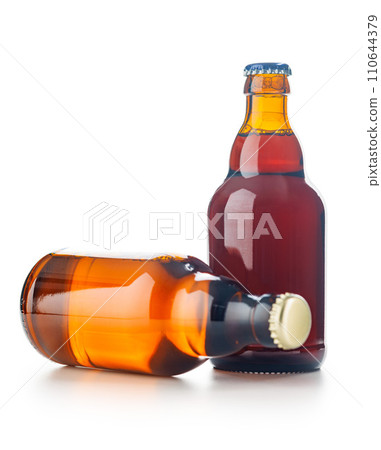 Bottles of beer isolated on white background. 110644379