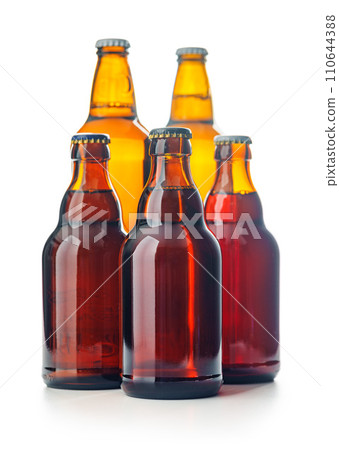 Bottles of beer isolated on white background. 110644388