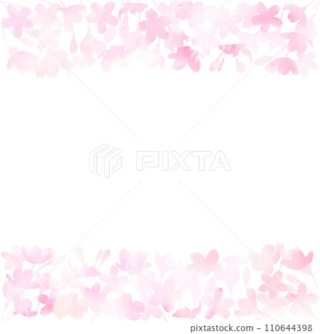 用粉紅色櫻花設計的水彩框架。 110644398