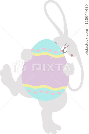 happy easter with bunny rabbit and egg, flat png transparent cartoon character design 110644459