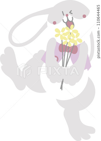 happy easter with bunny rabbit and flower, flat png transparent cartoon character design happy easter with bunny rabbit and flower, flat png transparent cartoon character design 110644465