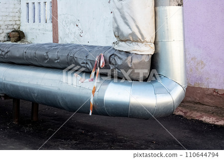 Large new metal water pipes close up Large new metal water pipes close up 110644794
