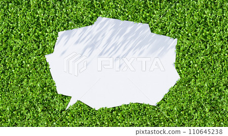 Natural image speech bubble + silhouette with beautiful green background Natural image speech bubble + silhouette with beautiful green background 110645238