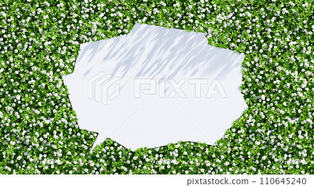 Natural image speech bubble + silhouette with beautiful small flowers in the background 110645240