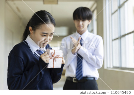 High school girl expressing her feelings 110645490