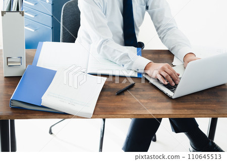 Male businessman checking the ledger Male businessman checking the ledger 110645513