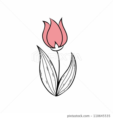 tulip on a white background. Vector illustration in doodle style. tulip on a white background. Vector illustration in doodle style. 110645535