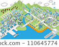 Isometric port town diorama illustration port town (blue) 110645774