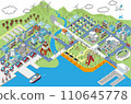 Isometric port town diorama illustration port town (color) 110645778