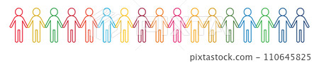SDGs, people holding hands in a horizontal row SDGs, people holding hands in a horizontal row 110645825