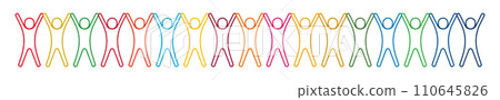 SDGs, people standing side by side holding hands and cheering 110645826