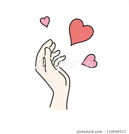 Hand and heart illustration color 02 110646521