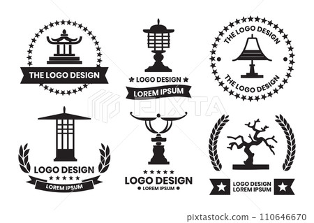 Japanese gate logo or Chinese lantern in vintage style Japanese gate logo or Chinese lantern in vintage style 110646670